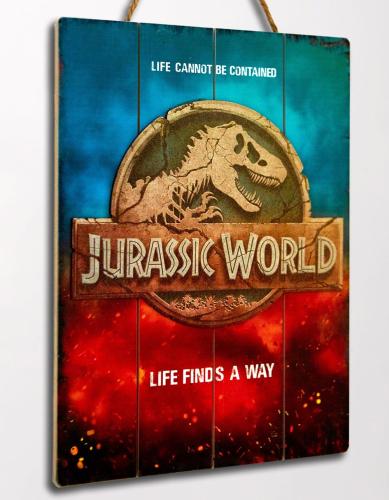 Jurassic World tableau en bois WoodArts 3D Logo 30 x 40 cm