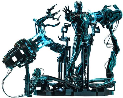 Iron Man 2 figurine 1/6 Neon Tech Iron Man with Suit-Up Gantry 32 cm - HOT TOYS